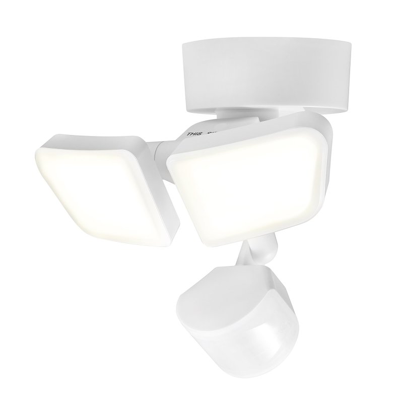 globe 17000203 Security Flood Light, LED Lamp, Bright White, 2200 Lumens, 4000 K Color Temp, White Fixture