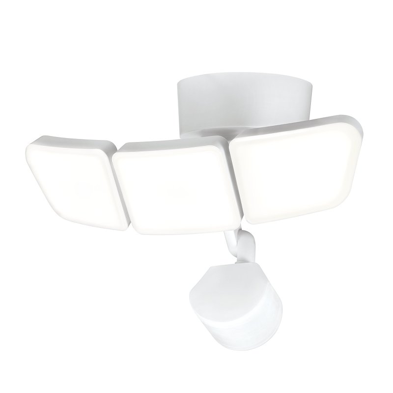 globe 17000206 Security Flood Light, LED Lamp, Bright White, 3200 Lumens, 4000 K Color Temp, White Fixture