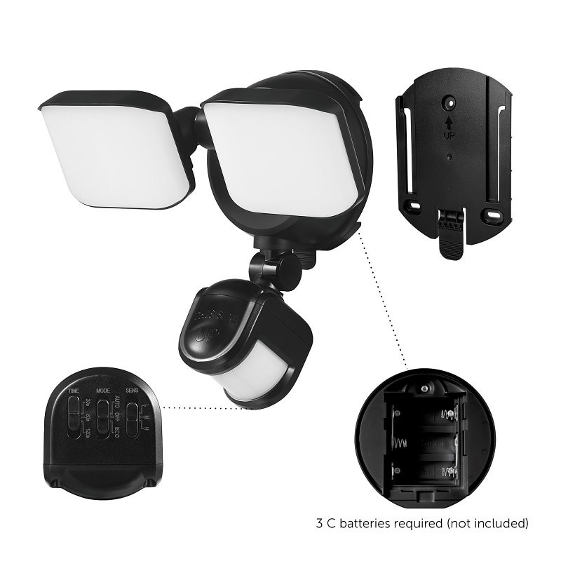 globe 17000208 Security Flood Light, LED Lamp, Daylight, 600 Lumens, 4000 K Color Temp, Black Fixture