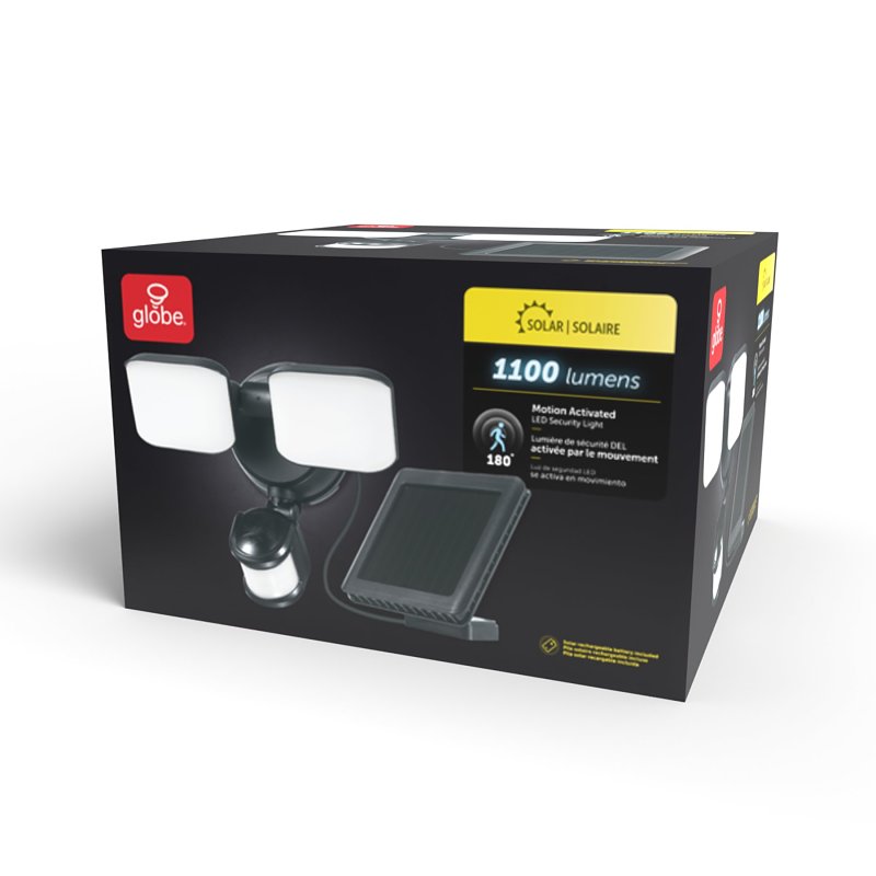 globe 17000211 Security Light, LED Lamp, Daylight, 1100 Lumens, 4000 K Color Temp, Black Fixture