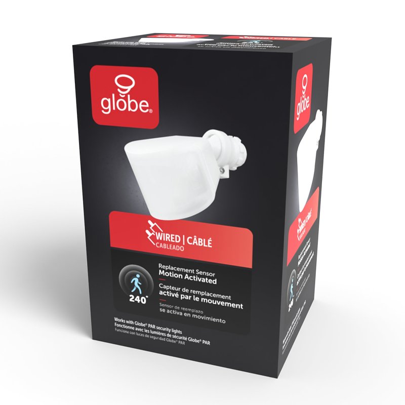 globe 17000223 Flood Light Replacement Sensor, 240 deg Detection, White