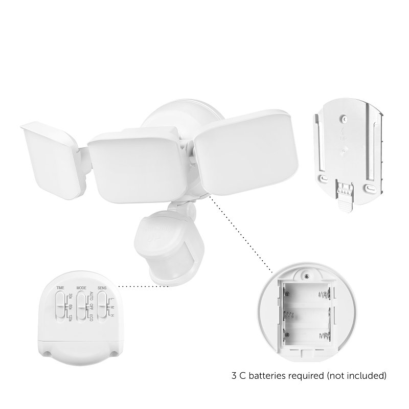 globe 17000275 Security Flood Light, LED Lamp, Daylight, 1100 Lumens, 4000 K Color Temp
