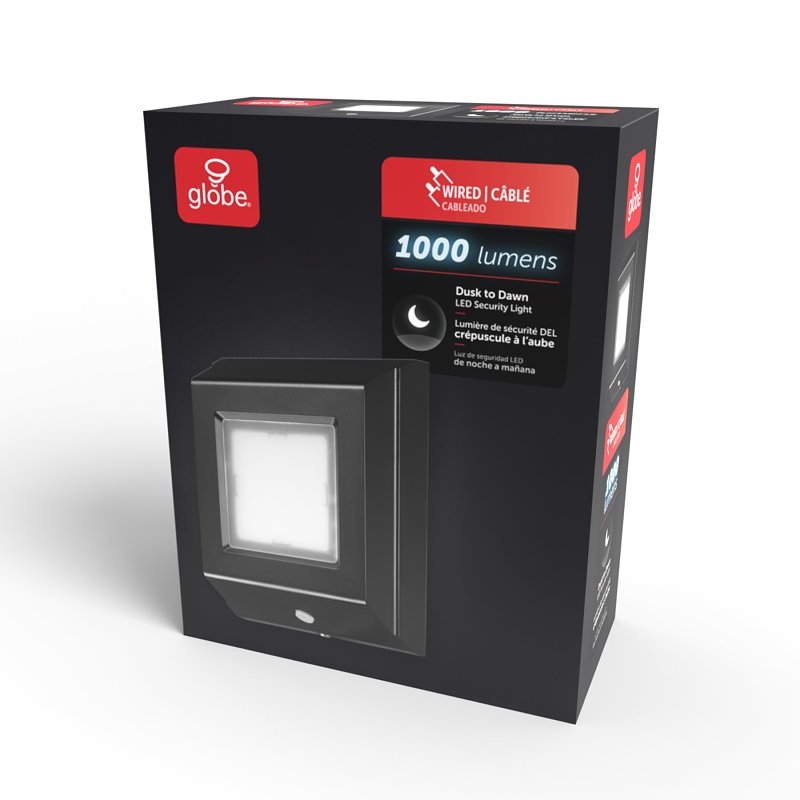 globe 17000196 Slim Wire Wall Pack, LED Lamp, 1000 Lumens, 4000 K Color Temp
