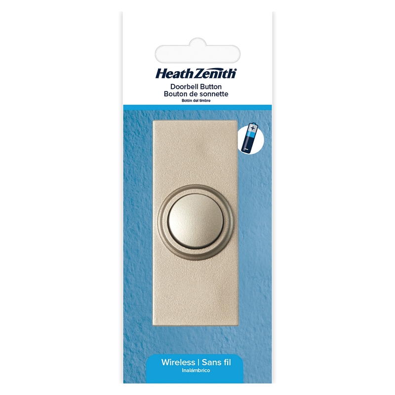 Heath Zenith 18000219 Doorbell Pushbutton, Wireless, Plastic, Silver, Unlighted