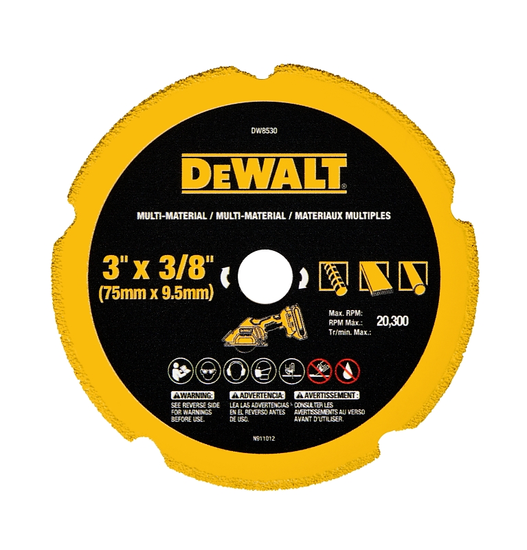 DEWALT DW8530 Diamond Blade, 3 in Dia, 3/8 in Arbor
