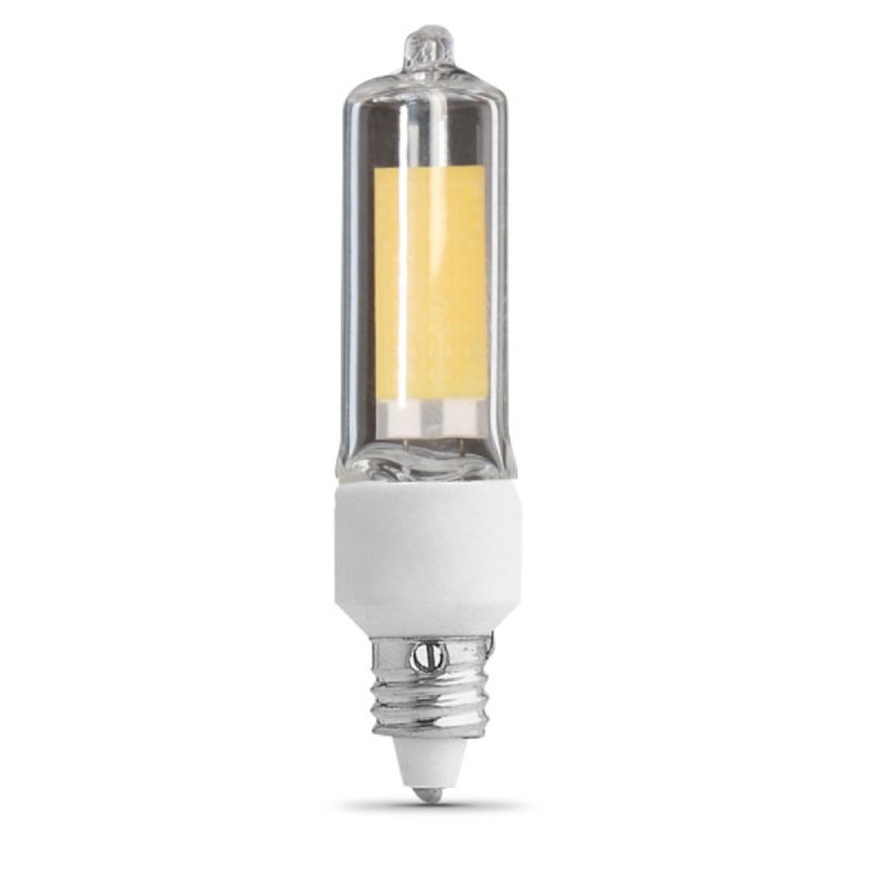 Feit Electric BP50MC/830/LED LED Bulb, Decorative, 50 W Equivalent, E11 Lamp Base, Dimmable, Clear, Warm White Light