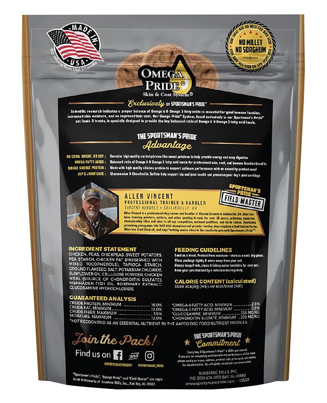 Sportsman's Pride Field Master 10161 Hip and Joint Dog Biscuit, Small, Medium, Large Breed, Chicken, Sweet Potato Bag