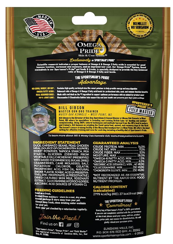Sportsman's Pride Field Master 10159 Hip and Joint Dog Treat, Small, Medium, Large Breed, Berry, Duck, Sweet Potato