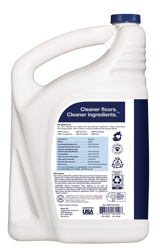 Bona WM700018159 Hardwood Floor Cleaner Refill, 1 gal, Liquid