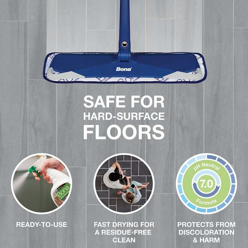 Bona WM700051184 Hard-Surface Floor Cleaner, 32 oz Bottle, Liquid, Mild, Green