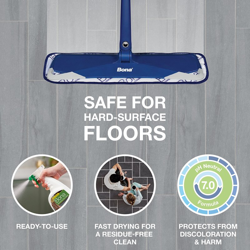 Bona WM700051224 Hard-Surface Floor Cleaner, 32 oz Bottle, Liquid, Lemon-Like, Clear
