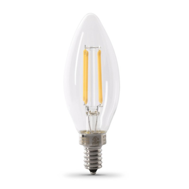 Feit Electric BPCTC75/850/LED/2 LED Bulb, Decorative, 75 W Equivalent, E12 Lamp Base, Clear, Daylight Light