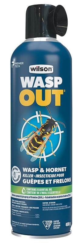Wilson OneShot 7316500 Wasp and Hornet Killer, Liquefied Gas, Spray Application, Cracks, 400 g Can