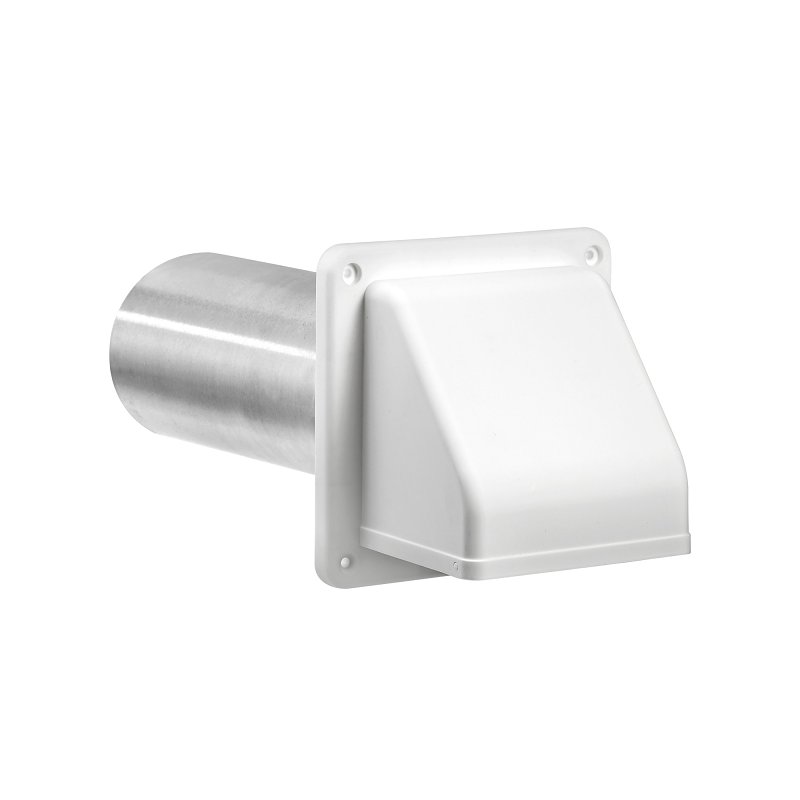 Lambro 224WS Hood Vent, 6.49 in W Hood, 4.81 in H Hood, 4 in Duct, Plastic Hood, White Hood
