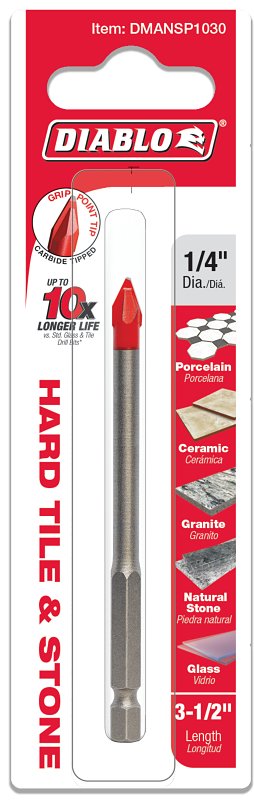 Diablo DMANSP1030 Drill Bit, 1/4 in Dia, 3-1/2 in OAL, Hex Shank