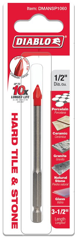 Diablo DMANSP1060 Drill Bit, 1/2 in Dia, 3-1/2 in OAL, Hex Shank