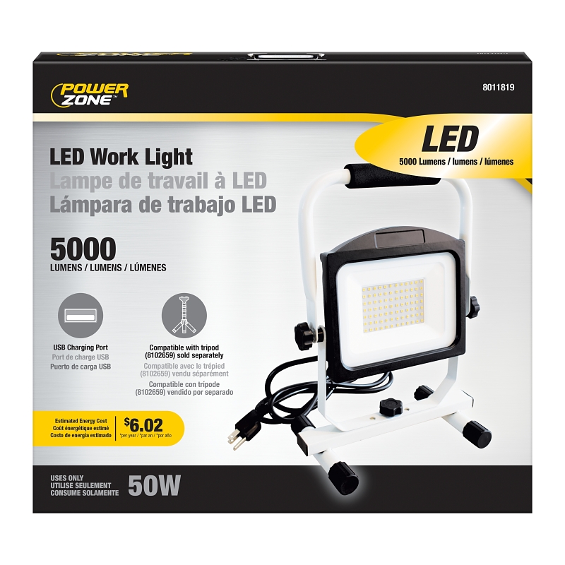 PowerZone GT-504-A LED Work Light, 120 VAC, 15 W, 1200 Lumens, 5000 K  Daylight Color Temp #VORG7996085, GT-504-A