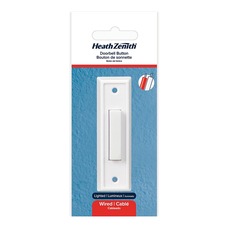 Heath Zenith 18000092 Doorbell Button, Wired, Push Button, Plastic, White, Lighted