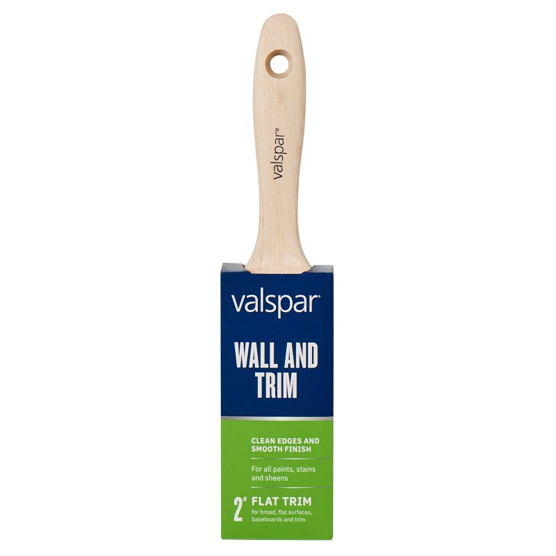 Valspar Wall and Trim 881445200 Paint Brush, 2 in W, Flat Brush, Polyester Bristle, Beavertail, Ergonomic Handle