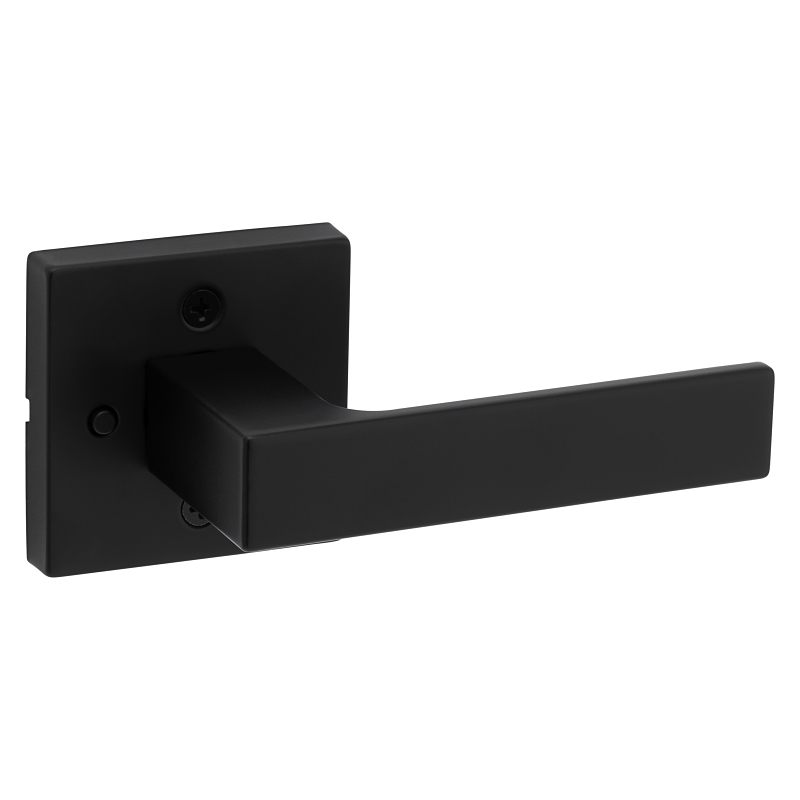 Kwikset Signature Series 730SAL 514 SQT CP Privacy Door Lock, Singapore, Square Design, Lever Handle, Matte Black, Zinc
