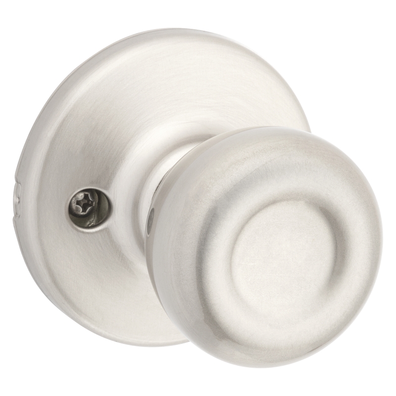 Kwikset 200T 15 CP Passage Knob, Metal, Satin Nickel, 2-3/8 to 2-3/4 in Backset, 1-3/8 to 1-3/4 in Thick Door