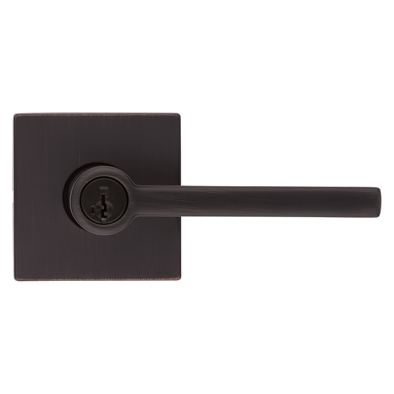 Kwikset Signature Series 156HFL SQT 11P Entry Lever, Pushbutton Lock, Venetian Bronze, Zinc, Residential, 2 Grade