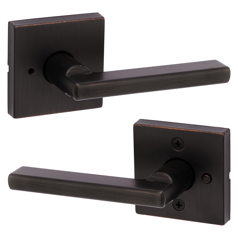 Kwikset Signature Series 155HFL SQT 11P Privacy Lever, Venetian Bronze, Zinc, Residential, 2-5/8 in Rose/Base, 2 Grade