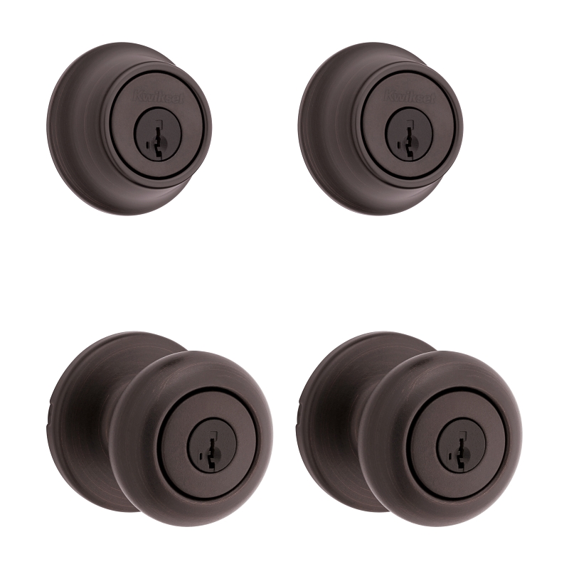 Kwikset Cove Series 92420-063 Entry Knob and Single Cylinder Deadbolt, Knob Interior Handle, Right, Knob Handle, 1/PK