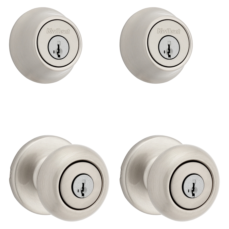 Kwikset Cove Series 92420-059 Entry Knob and Single Cylinder Deadbolt, Knob Interior Handle, Left, Right, Knob Handle