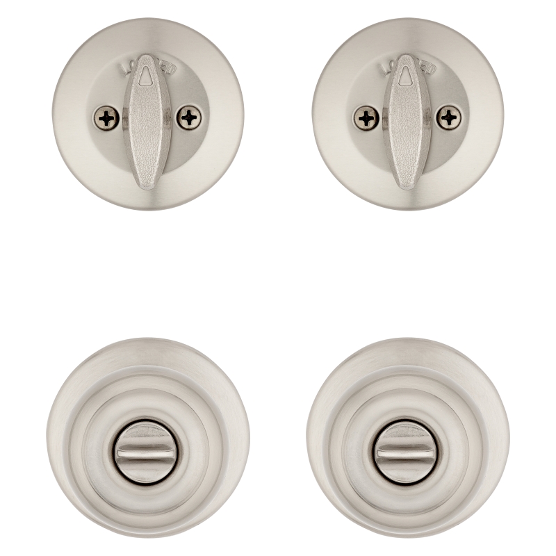 Kwikset Cove Series 92420-059 Entry Knob and Single Cylinder Deadbolt, Knob Interior Handle, Left, Right, Knob Handle