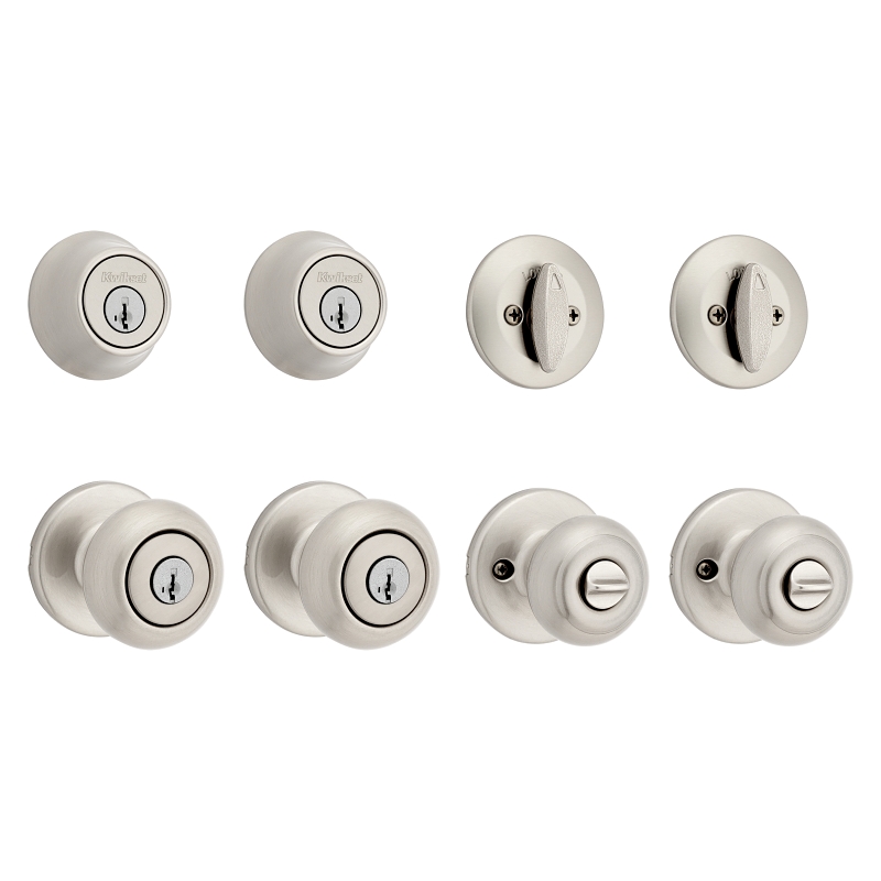 Kwikset Cove Series 92420-059 Entry Knob and Single Cylinder Deadbolt, Knob Interior Handle, Left, Right, Knob Handle