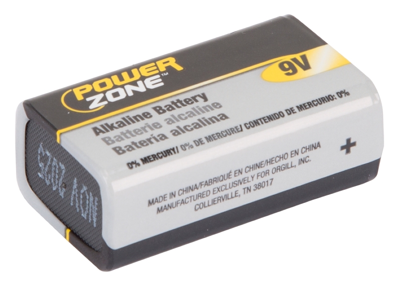 PowerZone 6LR61-1P-DB Battery, 9 V Battery, Zinc, Manganese Dioxide and Potassium Hydroxide