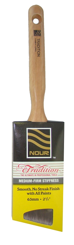 Nour 5981-63NT Paint Brush, 2-1/2 in W, Angle Sash Brush, Nylon/Polyester Bristle, Sash Handle