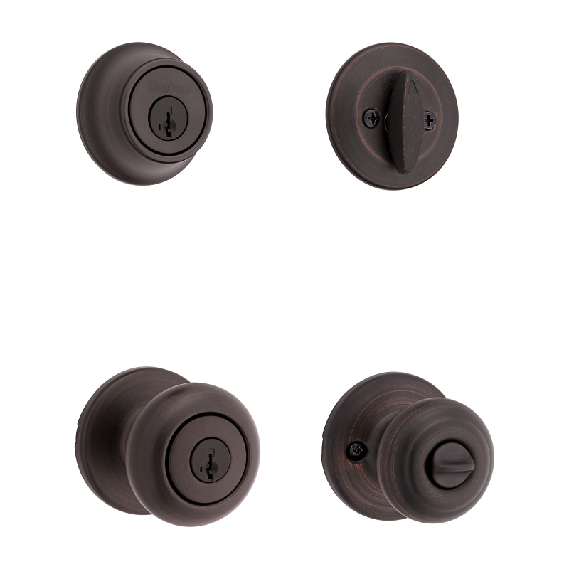 Kwikset 96900-421 Entry Knob and Single Cylinder Deadbolt, Classic, Colonial, Traditional Design, Venetian Bronze