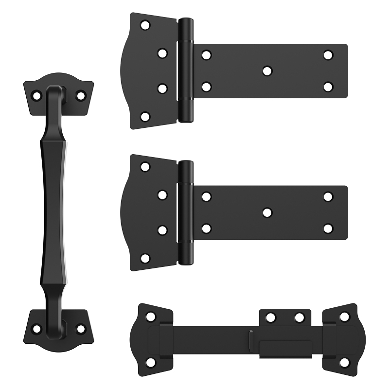 National Hardware N166-031 Rustic Modern Gate Kit, Steel, Black, 4-Piece