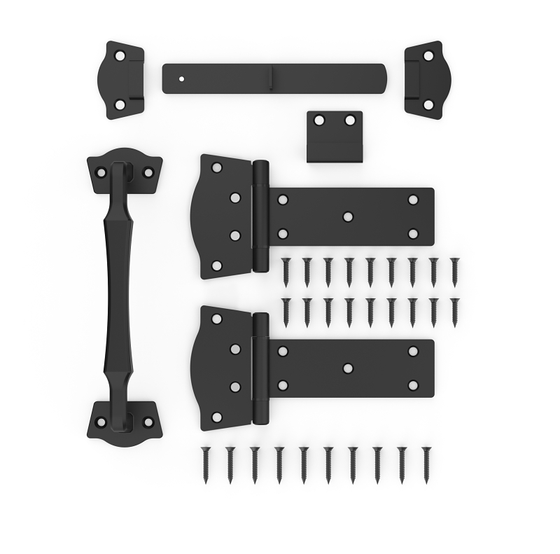 National Hardware N166-031 Rustic Modern Gate Kit, Steel, Black, 4-Piece