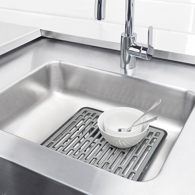 Good Grips 13190610 Sink Mat, 12-1/4 in L, 11-1/2 in W, 1/2 in Thick, Silicone, Gray