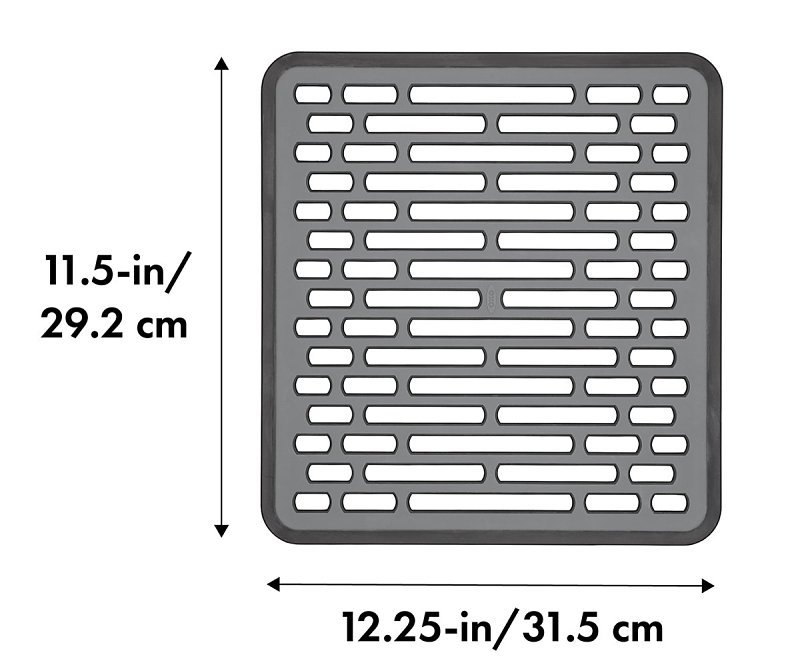 Good Grips 13190610 Sink Mat, 12-1/4 in L, 11-1/2 in W, 1/2 in Thick, Silicone, Gray