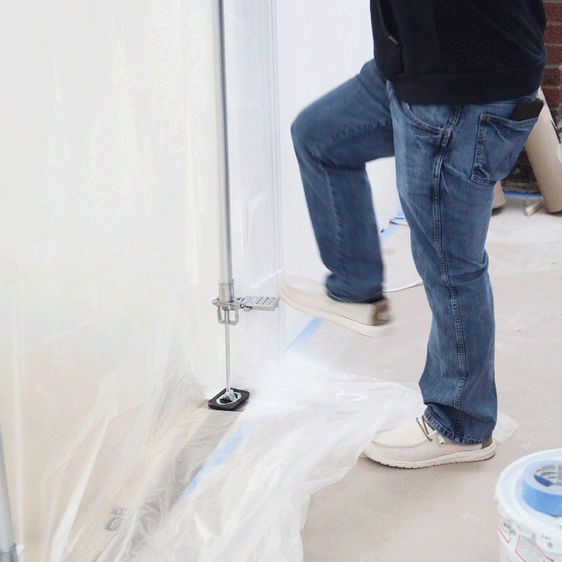 E-Z Up 54738 Dust Containment Sheeting Pole, Heavy-Duty, 6 ft 5 in to 20 ft L, Aluminum, Black/Gray