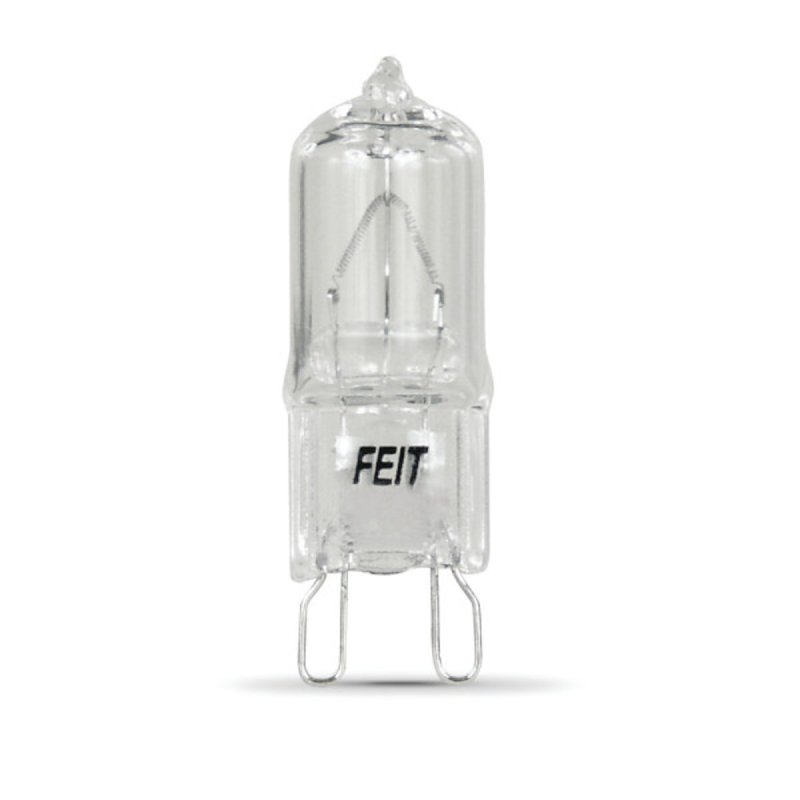 Feit Electric BPQ25/G9 Halogen Bulb, 1-3/4 in H Dimensions, 25 W, G9 Lamp Base, JCD T4 Lamp, 3000 K Color Temp