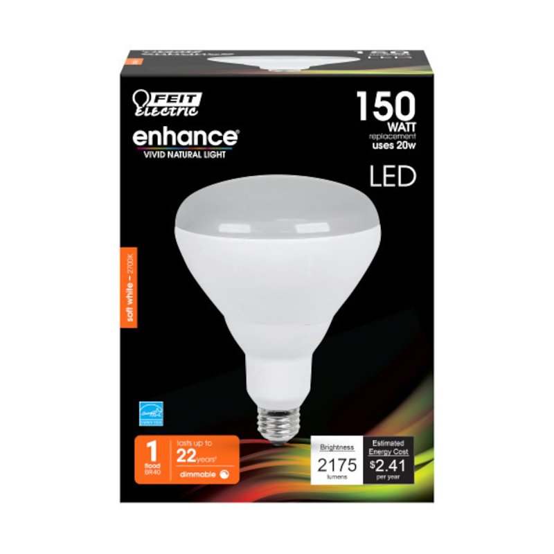 Feit Electric BR40DM/2175/927CA LED Light Bulb, 120 V, 20 W, BR40 Lamp, 150 W Equivalent, E26 Medium Lamp Base