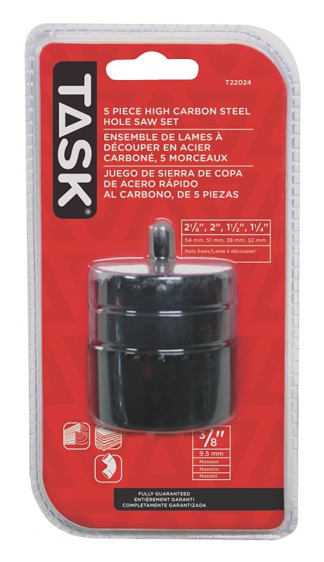 Task T22024 Hole Saw Set, 5-Piece, Carbon Steel