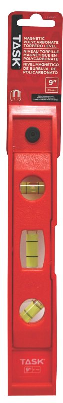 Task T58009 Torpedo Level, 9 in L, Magnetic, Polycarbonate