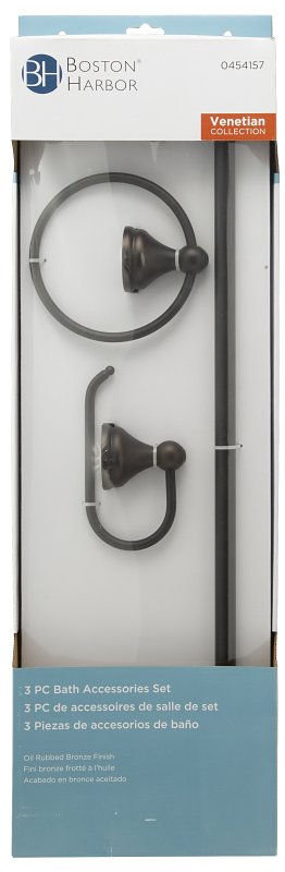 Boston Harbor 5003ORB Venetian Bath Hardware Set, Steel/Stainless Steel/Zinc, Oil Rubbed Bronze, 3-Piece