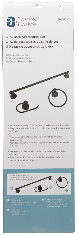 Boston Harbor 5003ORB Venetian Bath Hardware Set, Steel/Stainless Steel/Zinc, Oil Rubbed Bronze, 3-Piece