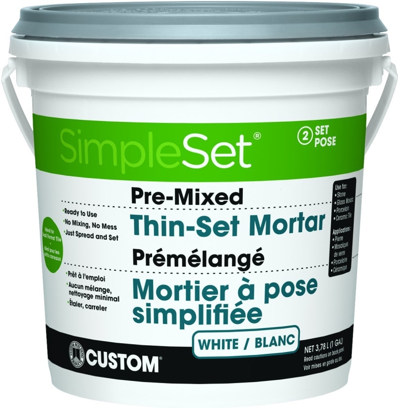 Custom SimpleSet CSTTSW1-2 Series Thinset Mortar, White, Paste, 1 gal Pail