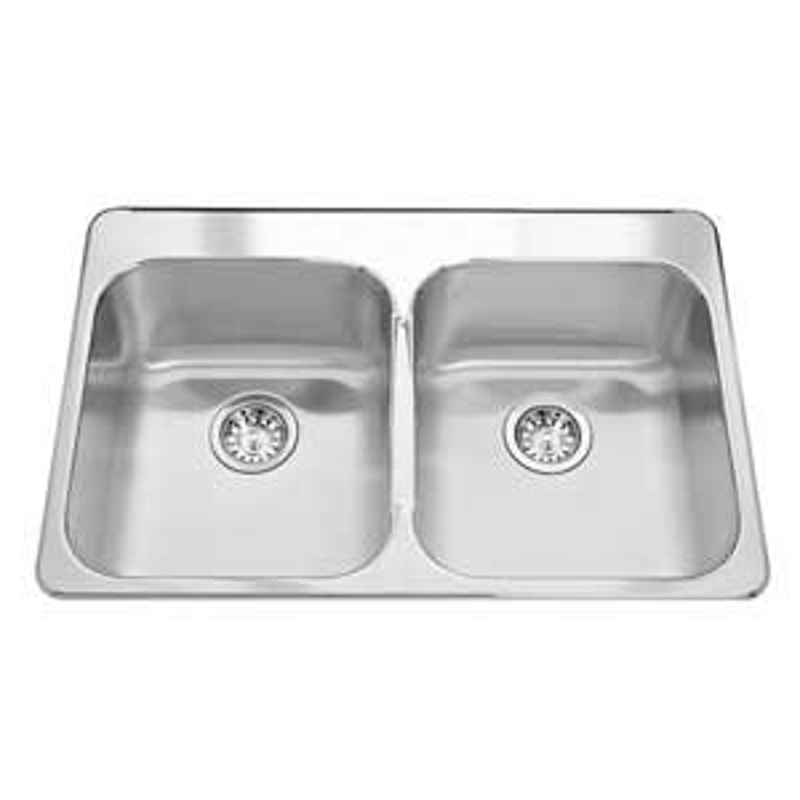 Kindred Steel Queen Series QDL2031/7/3 Kitchen Sink, 14 in W Bowl, 7 in D Bowl, 16 in H Bowl, 3-Faucet Hole, Top