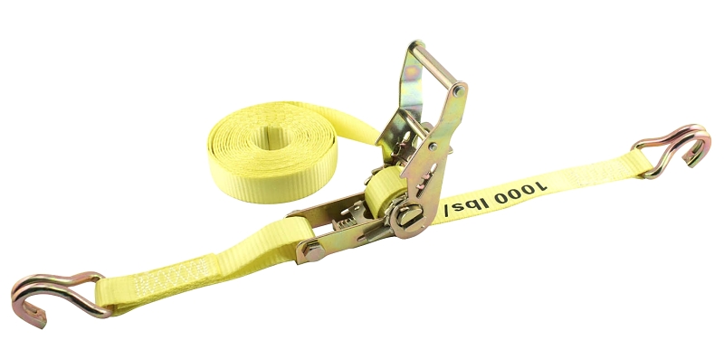 Erickson 1316 Heavy-Duty Tie-Down, 1 in W, 15 ft L, Nylon, Yellow, 3000 lb Working Load, J-Hook End