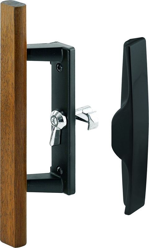 Details about   Aluminum Non-Keyed Lock Sliding Glass Door Handle Set with Wood Brown Handle 