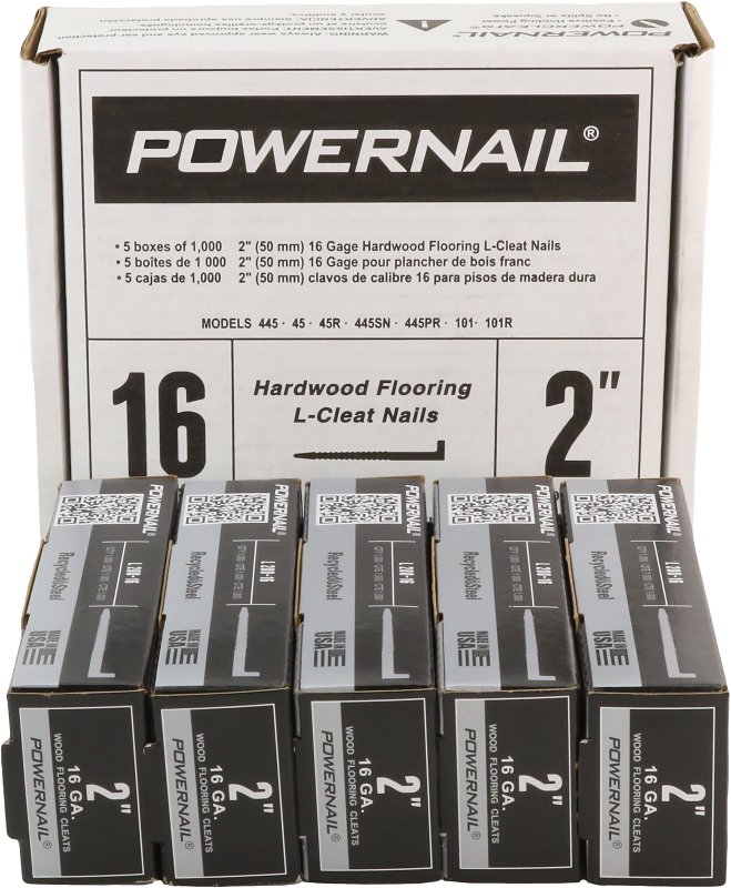 Powernail PowerCleats L200165 Floor Cleat, 2 in L, 16 ga, Carbon Steel, L-Shaped Head